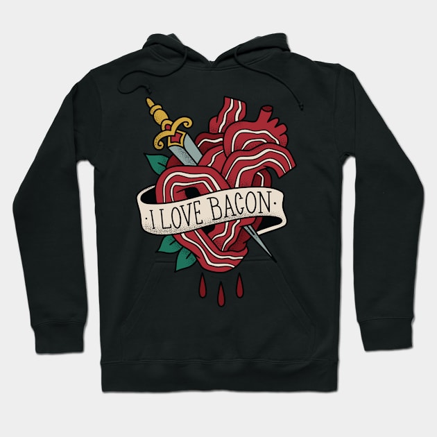 I Love Bacon Valentines Hoodie by DesignsbyBryant